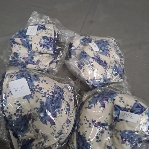 BOX OF APPROX 40 ASSORTED BLUE FLORAL BRA - COLLECTION ONLY - SIZES VARY 