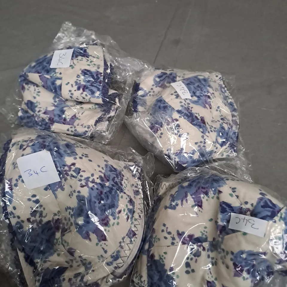 BOX OF APPROX 40 ASSORTED BLUE FLORAL BRA  - SIZES VARY 