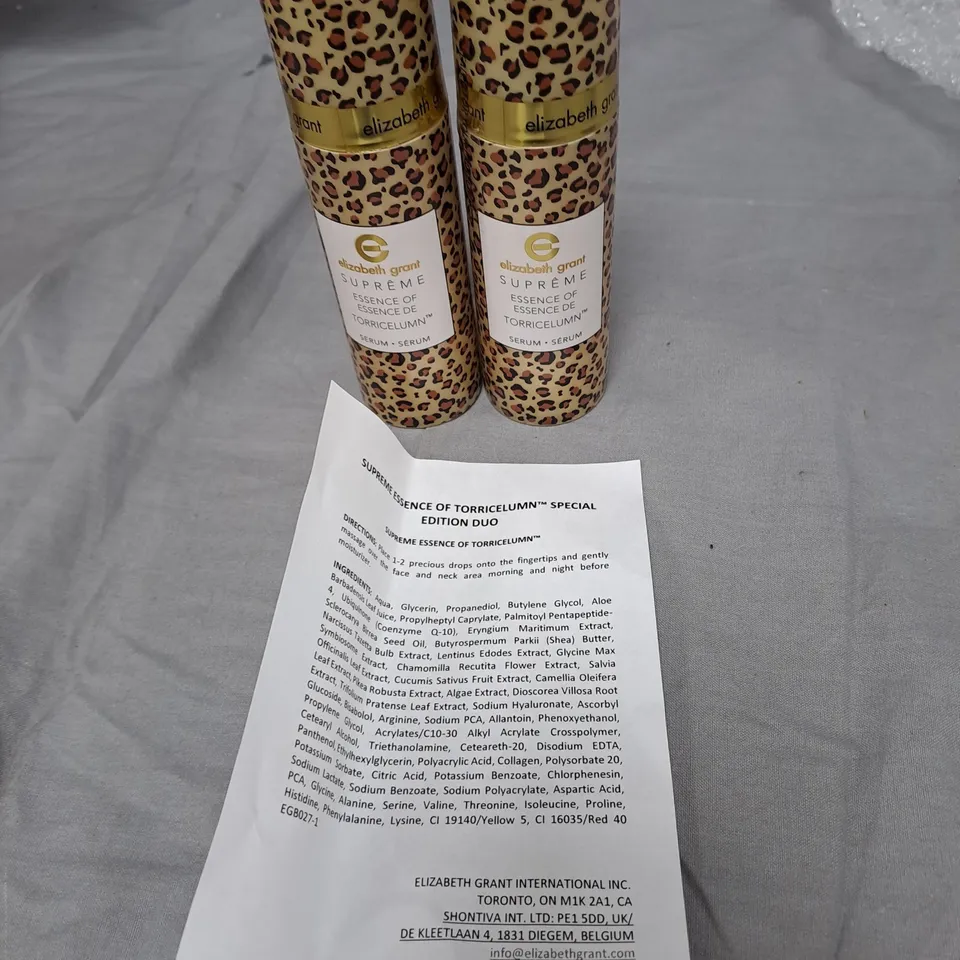ELIZABETH GRANT SUPREME ESSENCE OF TORRICELUMN DUO – LEOPARD PRINT BOTTLES