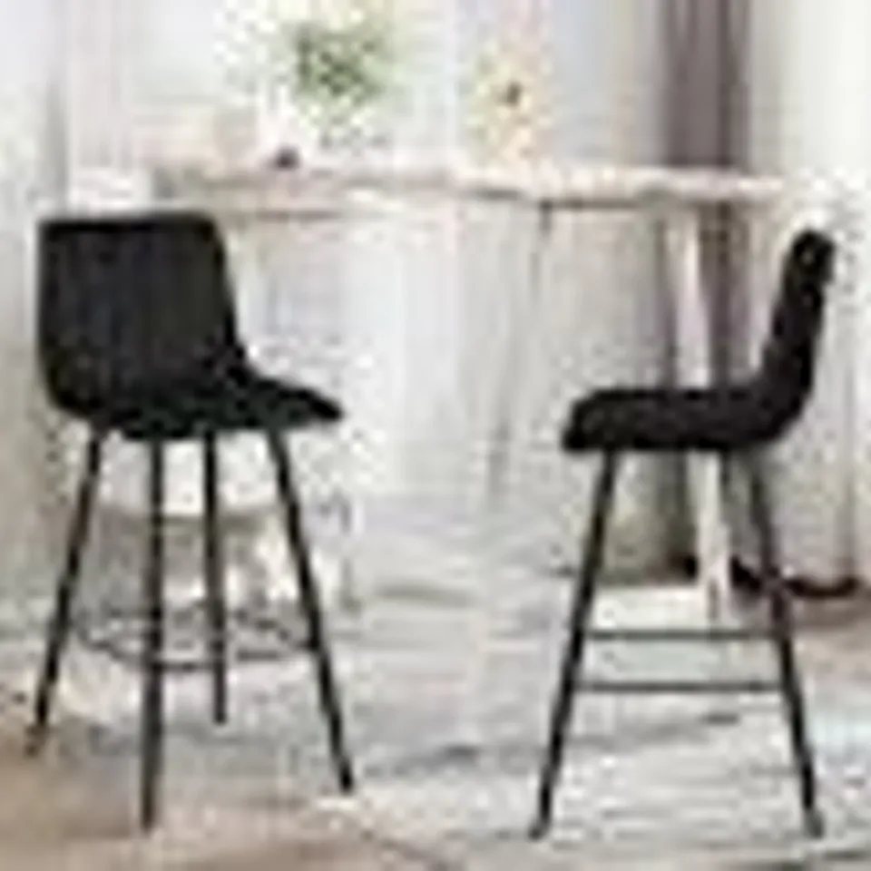 BOXED CUMMER SET OF TWO BLUE VELVET BARSTOOLS (1 BOX)