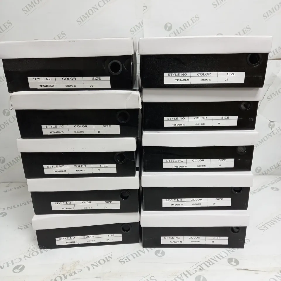 APPROXIMATELY 10 BOXED PAIRS OF MILAYA HIGH HEELED PLATFORM SANDALS IN BEIGE TO INCLUDE EU SIZES 36, 37, 38, 39