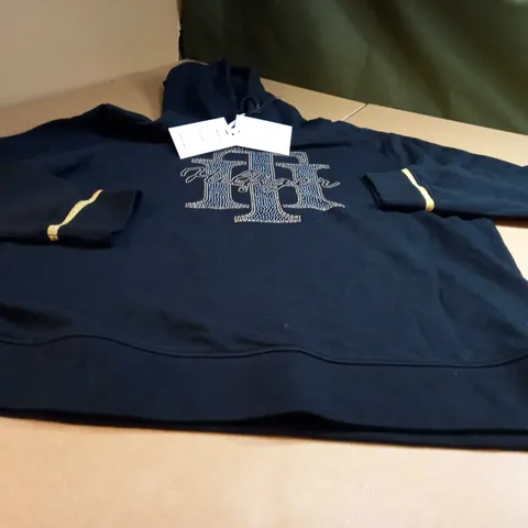 TOMMY HILFIGER BLACK/BEAD LOGO HOODIE - XL