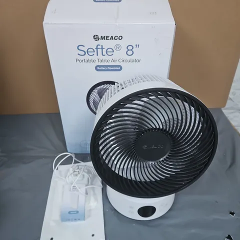 MEACO SEFFE 8IN PORTABLE TABLE AIR CIRCULATOR - BOXED, WHITE