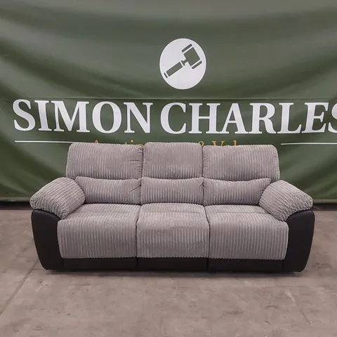 SIENNA FABRIC/FAUX LEATHER HIGH BACK 3 SEATER RECLINER SOFA