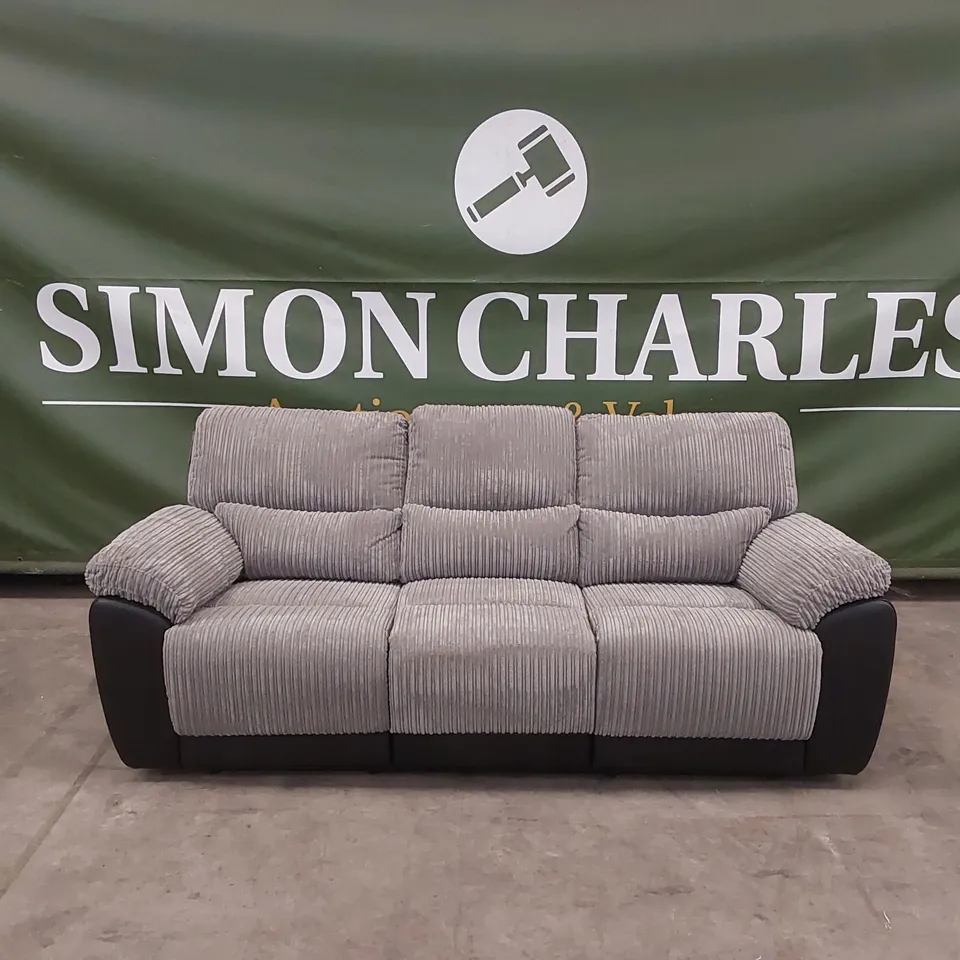 SIENNA FABRIC/FAUX LEATHER HIGH BACK 3 SEATER RECLINER SOFA RRP £849