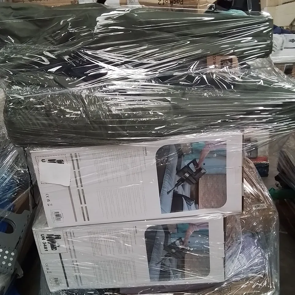 PALLET CONTAINING VARIOUS ELECTRICAL ITEMS AND HOUSEHOLD PRODUCTS TO INCLUDE;VACUUM CLEANER,CAMPING CHAIRS,PARASOL BASE 