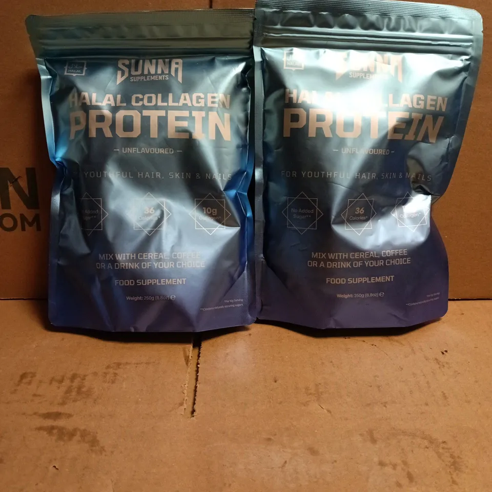 2 X SUNNA SUPPLEMENTS HALAL COLLAGEN PROTEN UNFLAVOURED 250G
