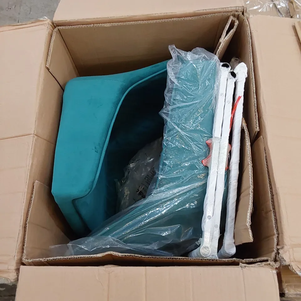 BOXED HAMPTON DINING CHAIR IN TEAL VELVET WITH CHROME LEGS - SET OF 2