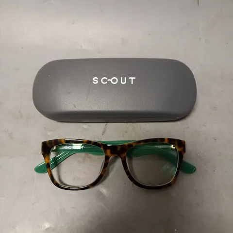 SCOUT FESTIVAL SCOUT SQUARE TORTOISE TEAL GLASSES WITH UNKNOWN MAGNIFICATION 