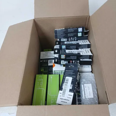 BOX OF APPROXIMATELY 30 ASSORTED E-CIGARETTES AND COMPONENTS TO INCLUDE: ASSORTED VAPOURIZ DEVICE KITS 
