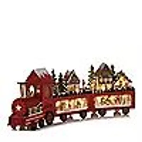 FESTIVE 56CM PRE LIT WOODEN TRAIN SCENE
