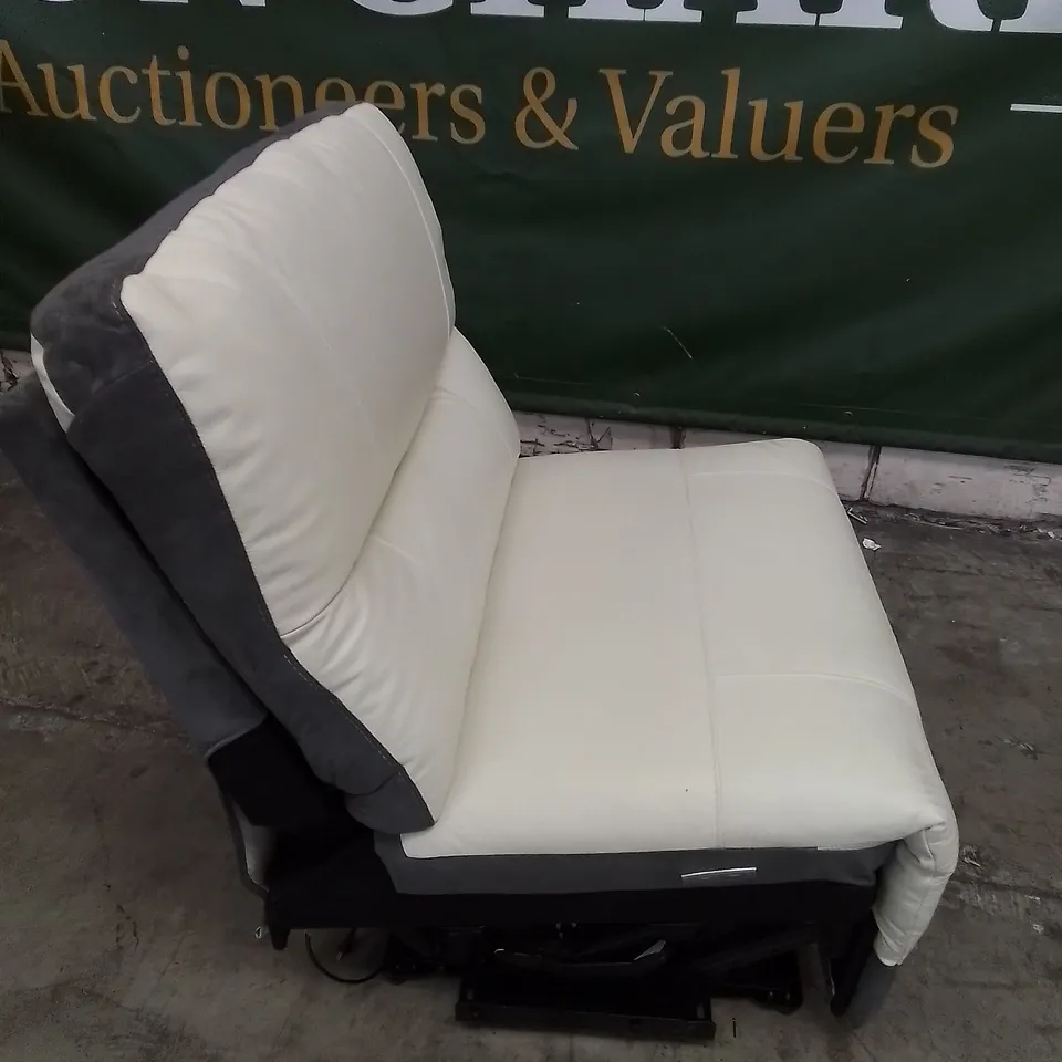 DESIGNER TITAN LARGE SINGLE POWER RECLINER UNIT PIECE - WHITE / GREY OUTER