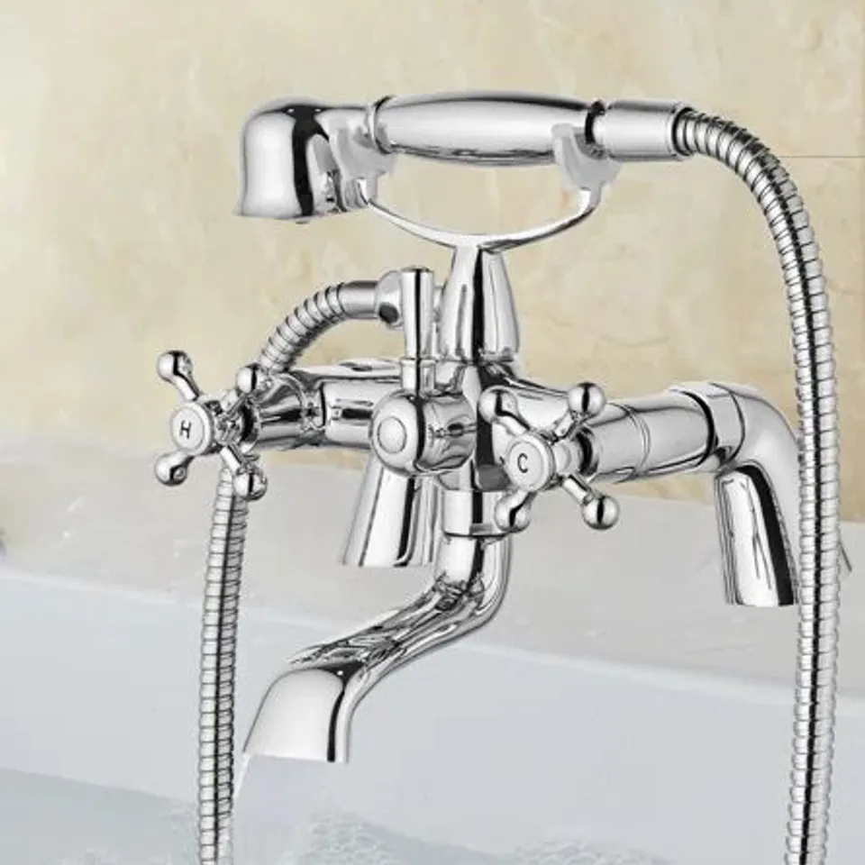 BOXED VICTORIAN TRADITIONAL BATHTUB FAUCET WITH SHOWER ATTACHMENT