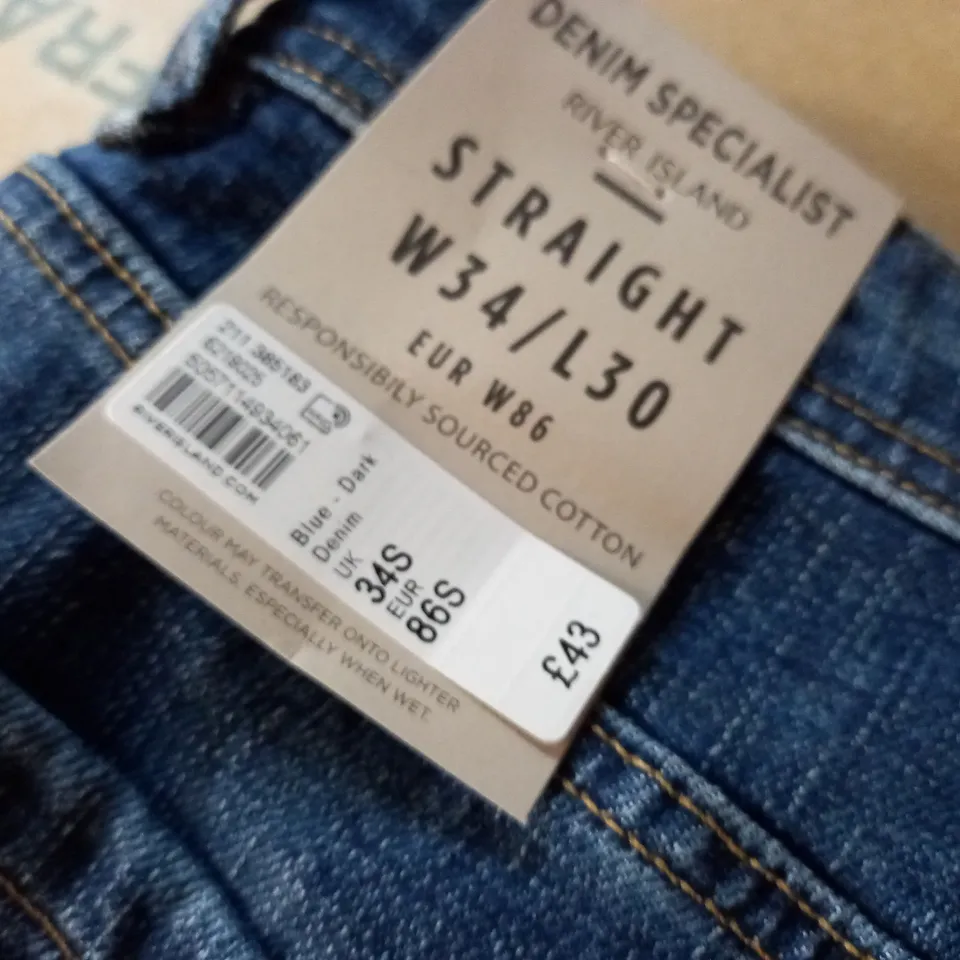 RIVER ISLAND STRAIGHT JEANS - W34 L30