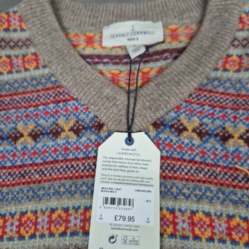 SEASALT CORNWALL MEN'S MORAN MULTI WOOL KNIT VEST