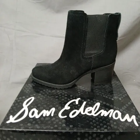 SAM EDELMAN HANLEY BLACK SUEDE ANKLE BOOTS – UK4 (EU36)