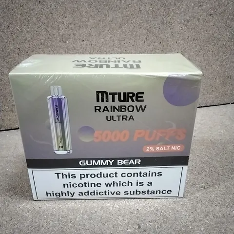 SEALED BOXED MTURE RAINBOW ULTRA 5000 PUFF DISPOSABLE E-CIGERRETE - 1 BOX