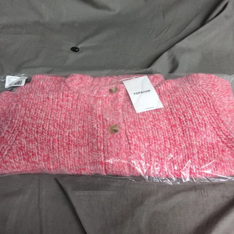 TOPSHOP PINK KNITTED TWISTED FLUFFY CARDIGAN – SIZE M