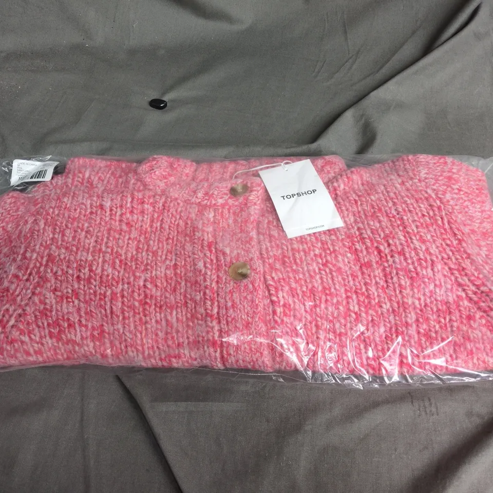 TOPSHOP PINK KNITTED TWISTED FLUFFY CARDIGAN – SIZE M
