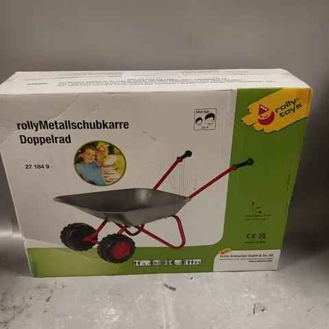 CHILDS METAL WHEELBARROW WITH DOUBLE WHEEL - BOXED