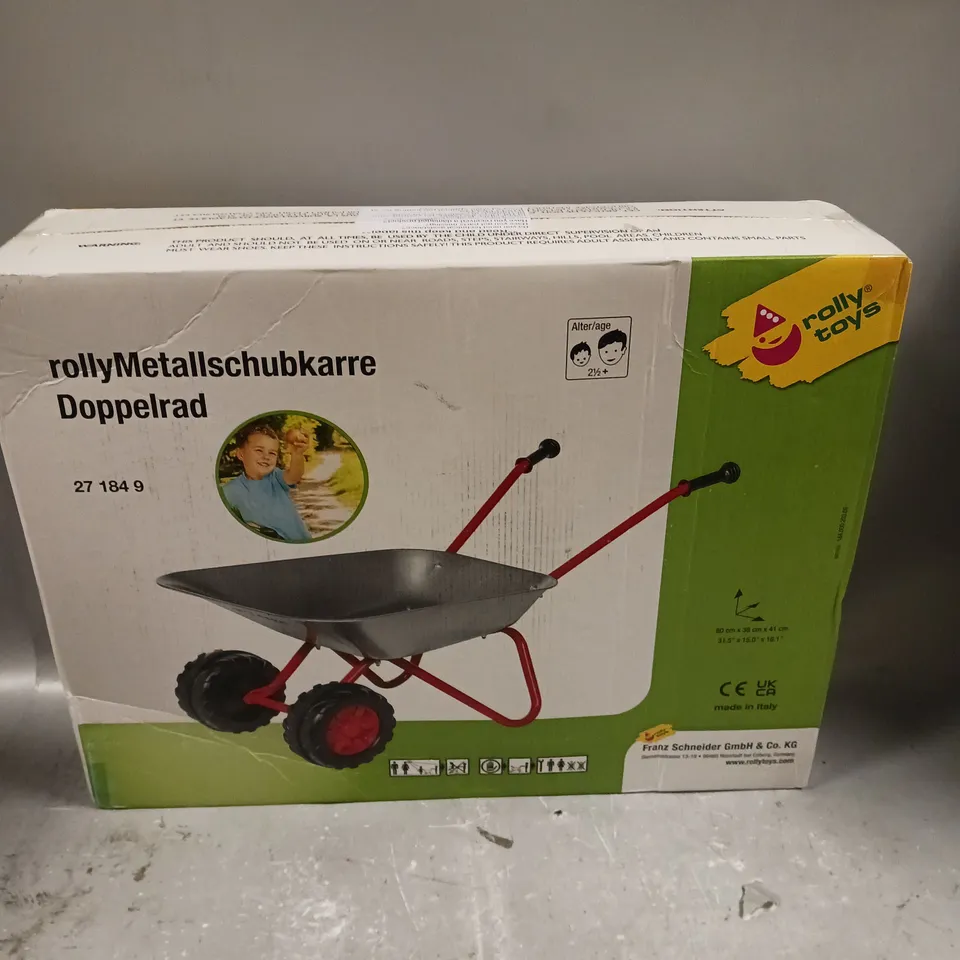 CHILDS METAL WHEELBARROW WITH DOUBLE WHEEL - BOXED RRP £39.99