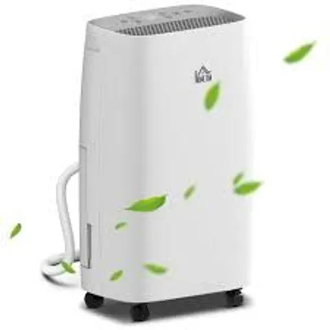 BOXED HOMCOM 12L/DAY DEHUMIDIFIER WITH CONTINUOUS DRAINAGE, 2.5L WATER TANK, 24H TIMER, HUMIDITY DISPLAY, FOR HOME DAMP, CONDENSATION, MOULD AND LAUNDRY DRYING, WHITE