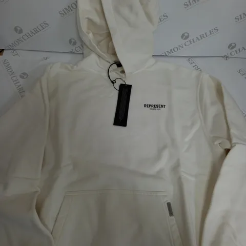 REPRESENT PLAIN WHITE HOODIE - XS