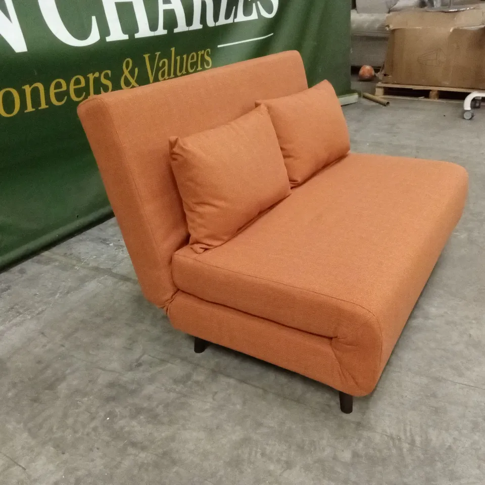DUSK SEATTLE 2 SEATER CLICK CLACK SOFA BED - BURNT ORANGE FABRIC
