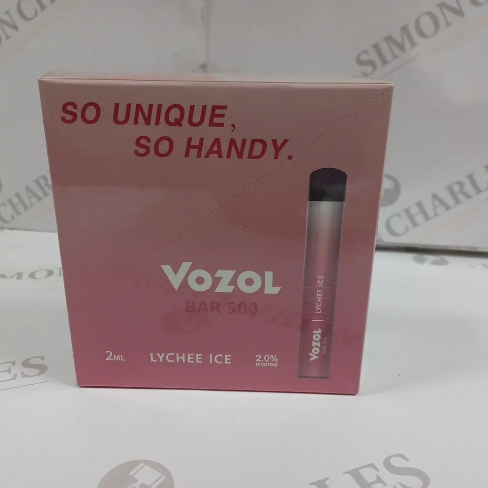 SEALED 10-PACK OF VOZOL BARR 500 E-CIGARETTES - LYCHEE ICE