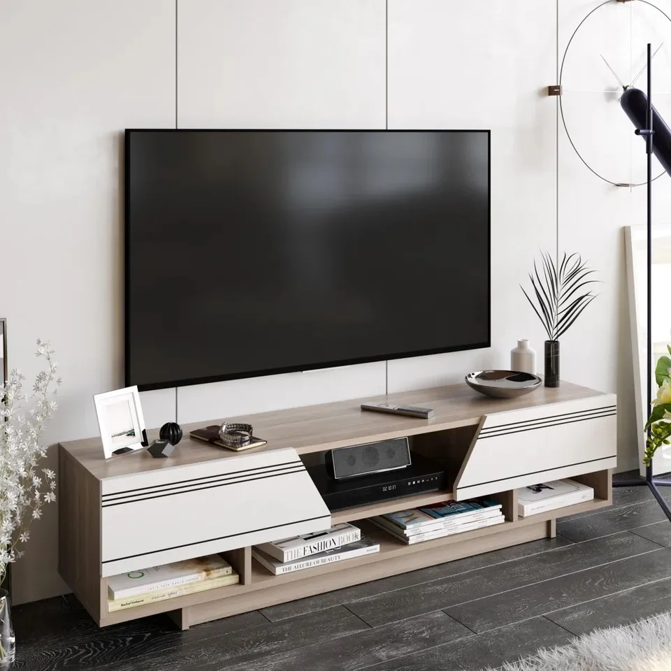 BOXED NOUVEL TV STAND FOR TVS UP TO 65" OAK (1 BOX)