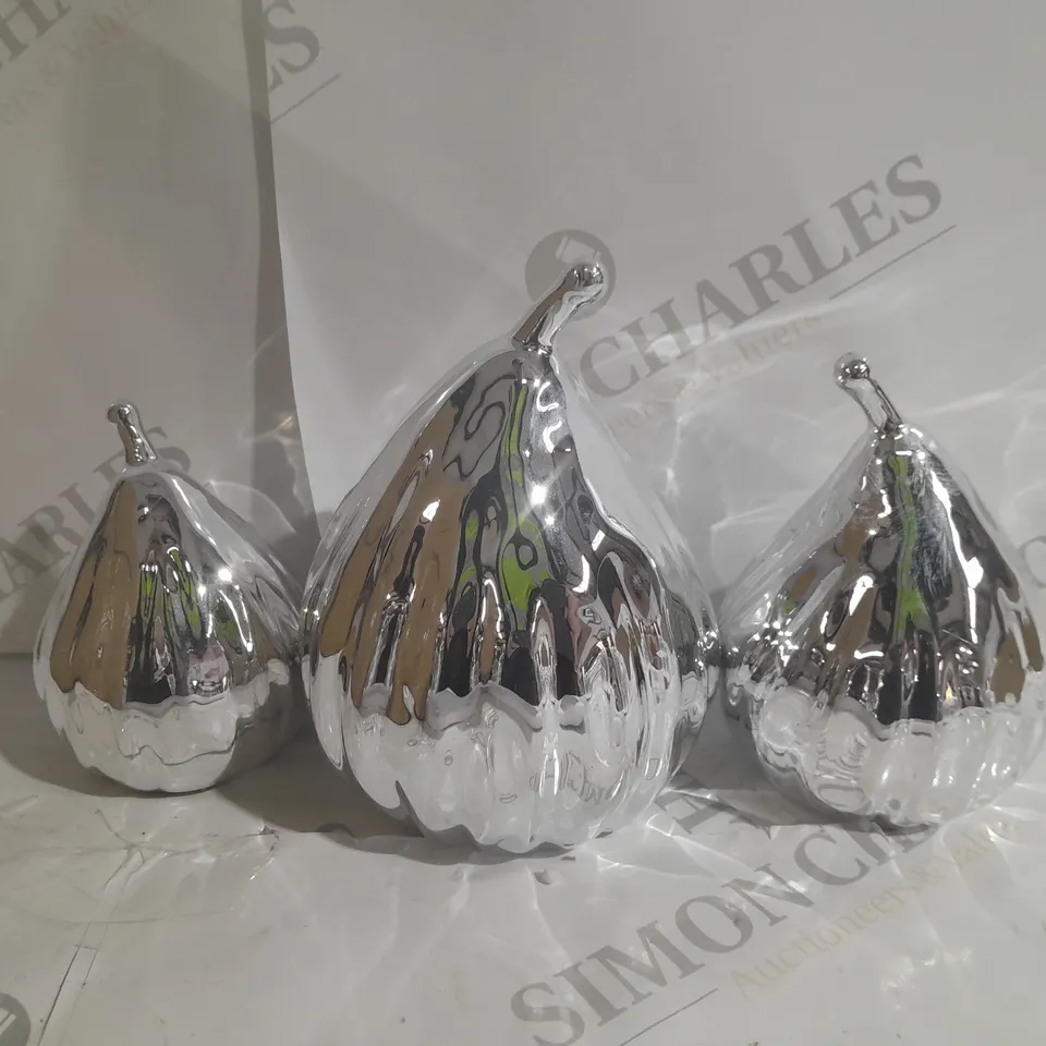 K BY KELLY HOPPEN SET OF 3 FIG DECOR PIECES SILVER