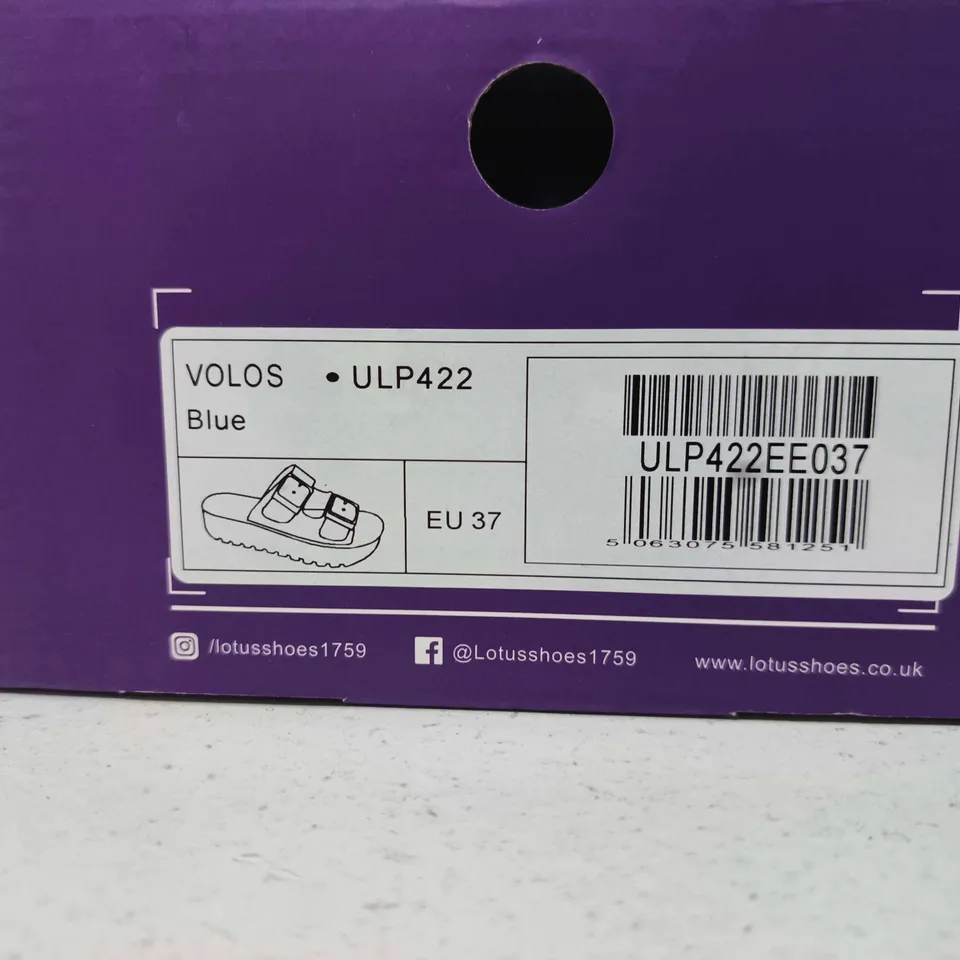 BOXED PAIR OF LOTUS VOLOS BLUE SANDALS, EU 37 (UK 4)
