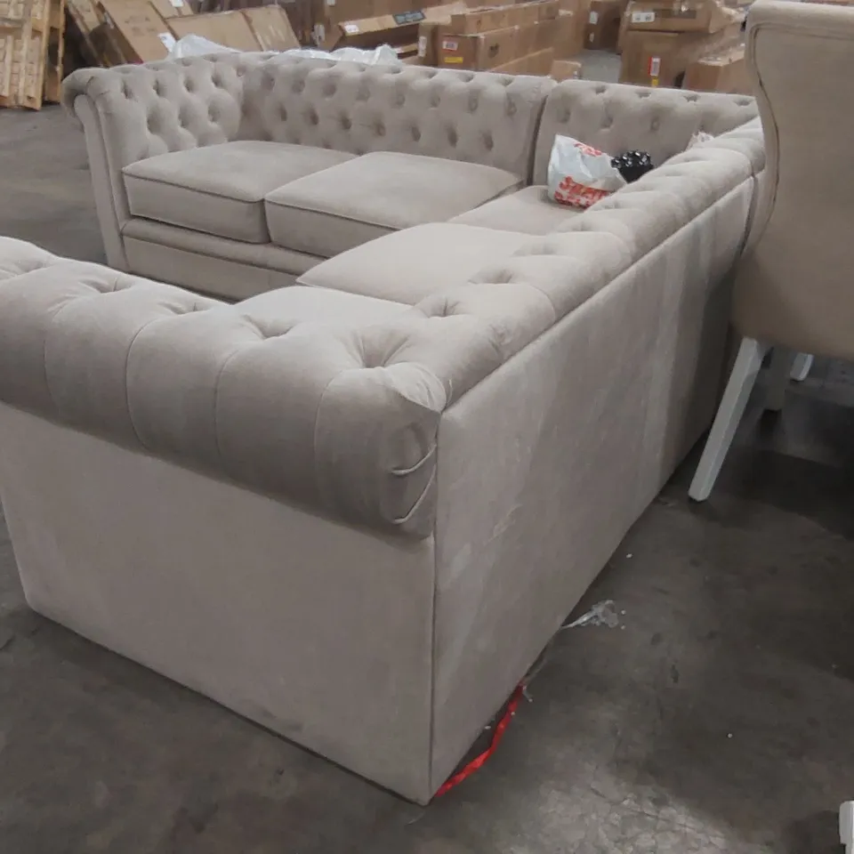 QUALITY DESIGNER VELVET CHESTERFIELD CORNER SOFA
