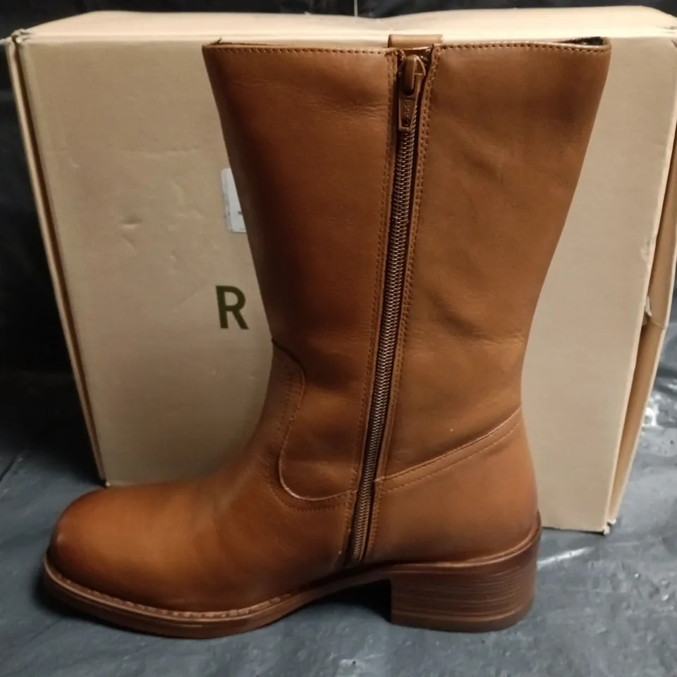 BOXED RAVEL ANCROFT TAN LEATHER BOOTS IN BROWN - UK 7