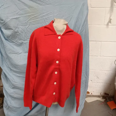 RISE & FALL FINEST CASHMERE KNIT JACKET – POPPY, XL