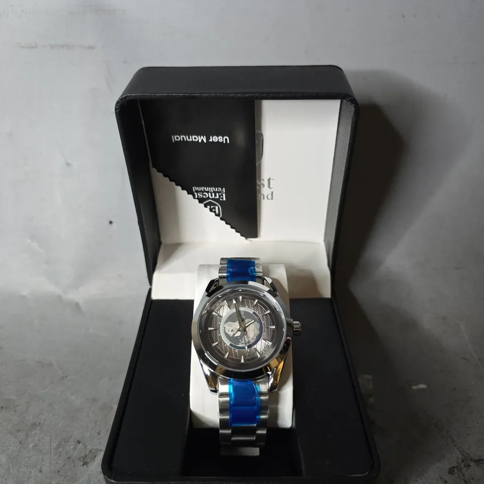 ERNEST FERDINAND WATCH – GLOBAL DIAL – STAINLESS STEEL STRAP – 3ATM WATER RESISTANT - GIFT BOX