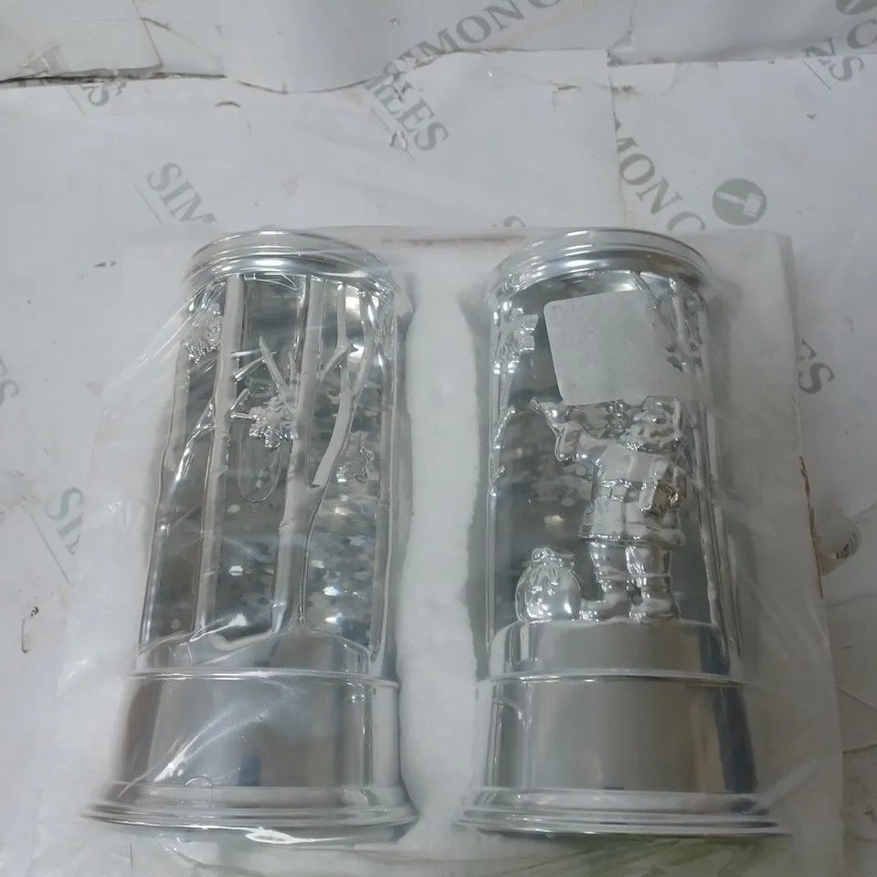 HOME REFLECTIONS SET OF PRELIT SWIRLING GLITTER SCENIC PILLARS - SILVER