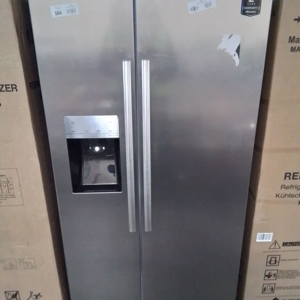 HISENSE 2 DOOR AMERICAN STYLE FRIDGE FREEZER WITH ICE MAKER AND WATER DISPENSER IN SILVER