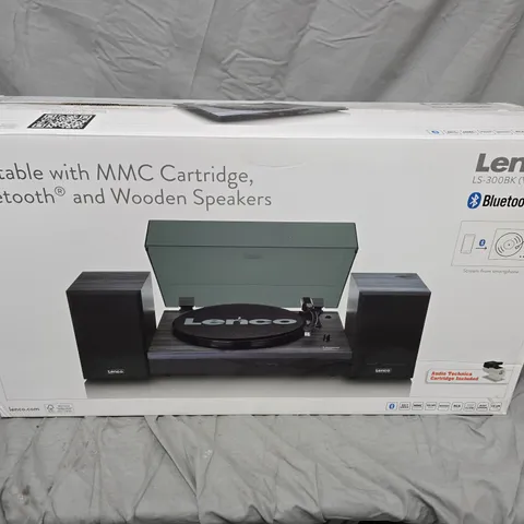 LENCO LS-300BK TURNTABLE WITH BLUETOOTH & WOODEN SPEAKERS (V2)