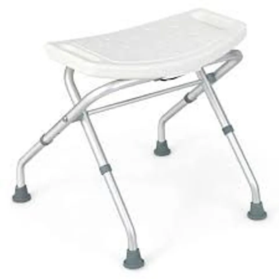 BOXED COSTWAY FOLDING PORTABLE SHOWER SEAT WITH ADJUSTABLE HEIGHT