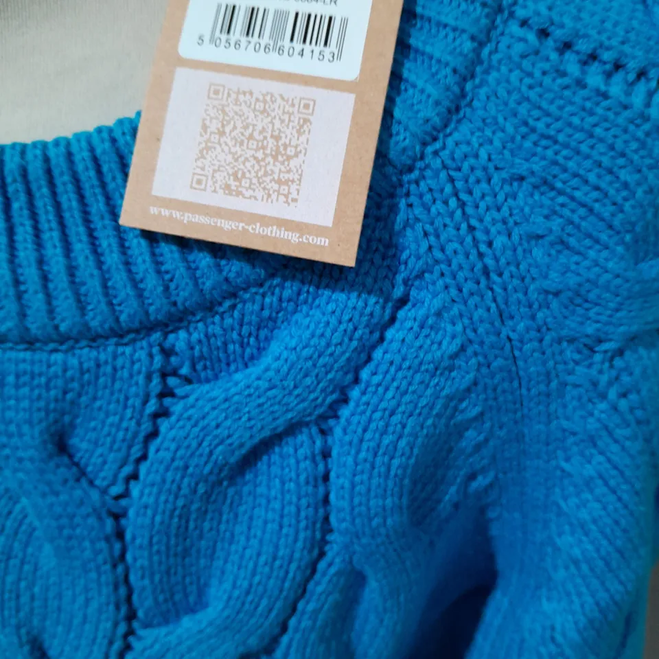 PASSENGER COMFORT ORGANIC KNITTED JUMPER IN ATLANTIC BLUE - L