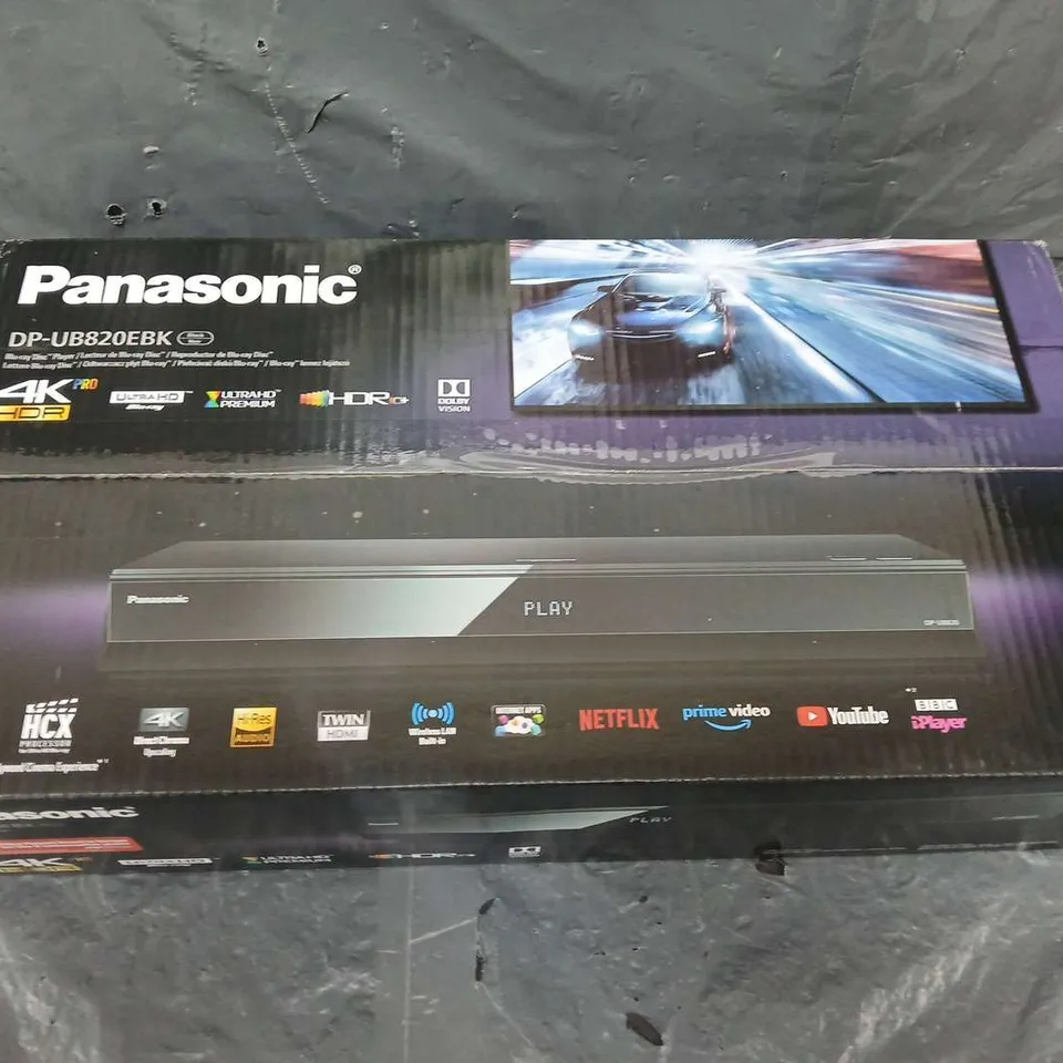 BOXED PANASONIC DP-UB820EBK BLU RAY DISC PLAYER