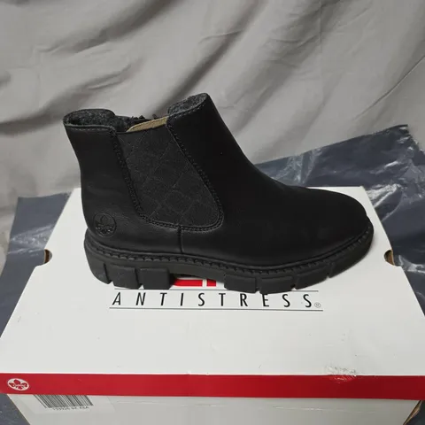 RIEKER ANTISTRESS WOMEN'S BLACK LEATHER ANKLE BOOT WITH SIDE ZIP SIZE 40
