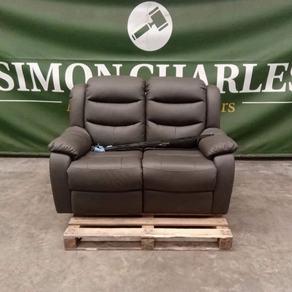 ROTHBURY LUXURY FAUX LEATHER HIGH BACK 2 SEATER MANUAL RECLINER SOFA - CHARCOAL RRP £629