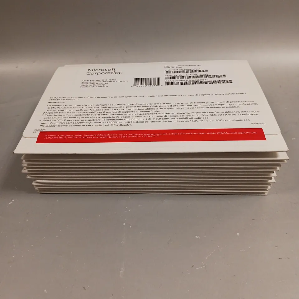 14 X SEALED MICROSOFT WINDOWS HOME 10 64BIT ITALIAN VERSION SOFTWARE PACKS 