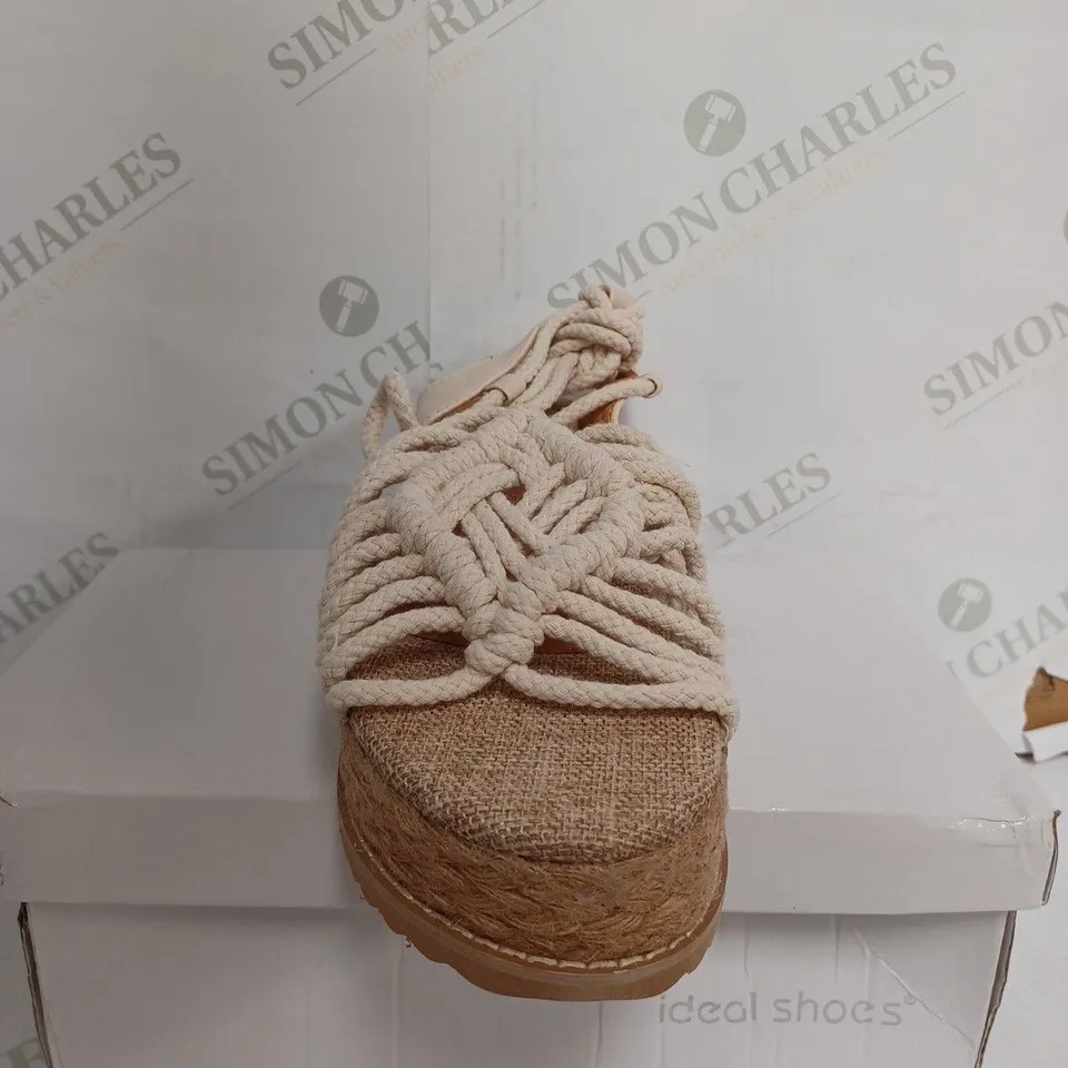 BOXED IDEAL SHOES BEIGE ROPE LACE UP ESPADRILLE FLATFORM - EU 41 