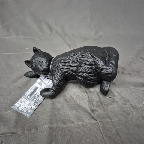 BLACK CAT FIGURINE DOORSTOP WITH TEXTURED FUR – DECORATIVE ORNAMENT