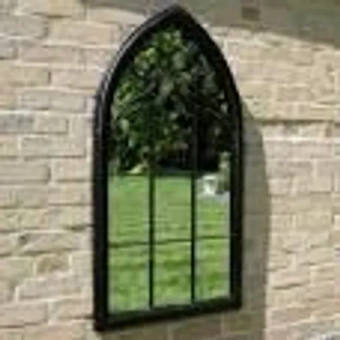 BOXED HOMESDIRECT365 BLACK ARCH GARDEN MIRROR