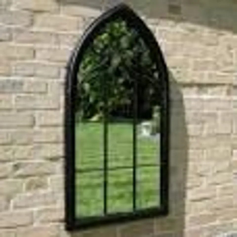 BOXED HOMESDIRECT365 BLACK ARCH GARDEN MIRROR