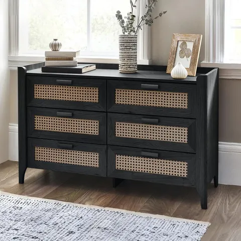 BOXED ALBELO 6-DRAWER CHEST OF DRAWERS - BLACK ASH (1 BOX)